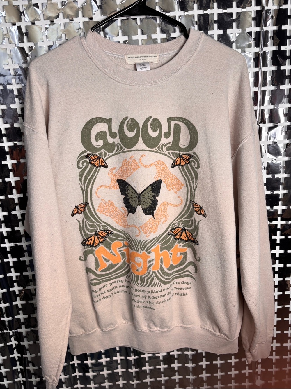Urban Outfitters Pale Pink Butterfly Graphic Crewneck Sweatshirt
